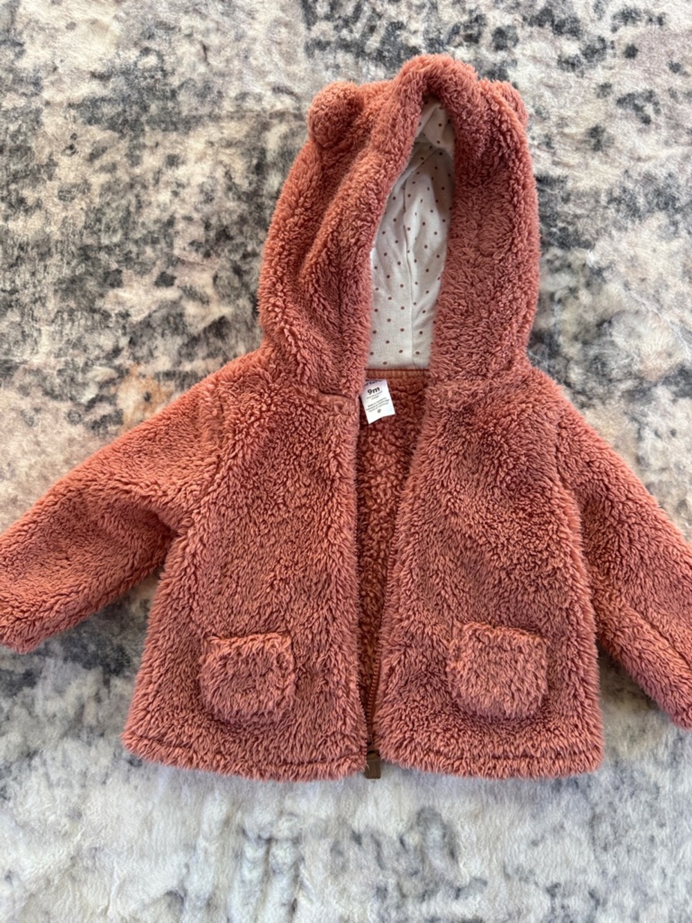 Carter's Plush Sherpa Hooded Baby Jacket in Dusty Pink